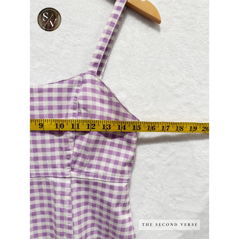 Denim Co Lilac & White Purple White Plaid Mini Dress Cottagecore Y2K Size 8 - Picture 5 of 11